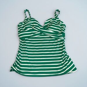 Green Striped Women's Tankini Top Lands End (16) NWT